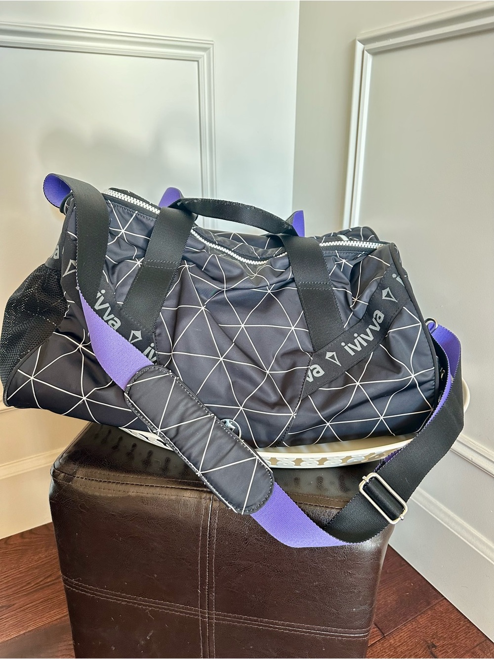 Ivivva Black Geometric Dance/workout/Travel Duffel with Purple Strap
